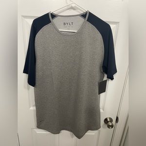 Bylt Lux Baseball Tee. Size L. Grey and Navy.